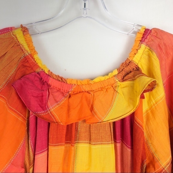 Belize orange yellow plaid boho dress - Picture 9 of 10